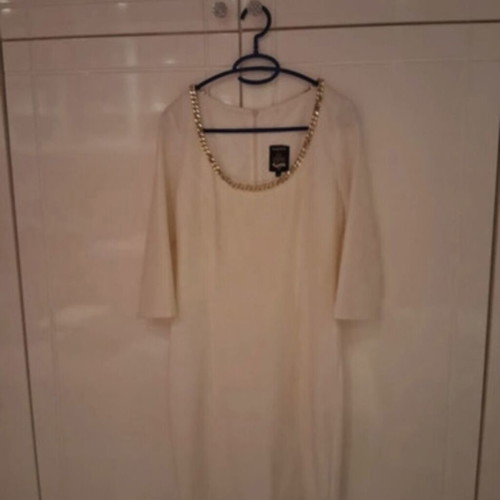 Manolo dress, small, ecru with gold chain neckline