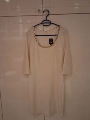 Manolo dress, small, ecru with gold chain neckline