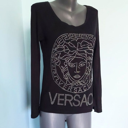 EGN fashion tunic with decorations, black, lace back, long sleeves