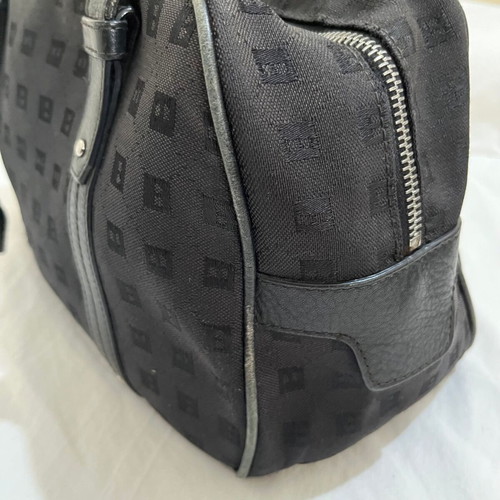 Bally Vintage Monogram Jacquard Bowling Bag used, black leather details
