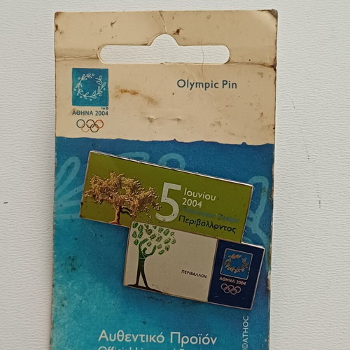 Olympic Pin Athens 2004 for World Environment Day like new