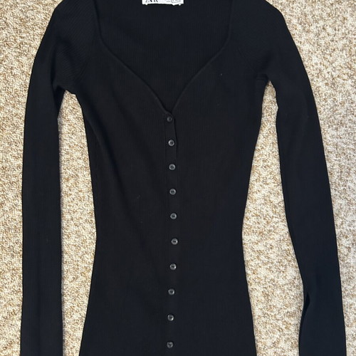 Zara long black ribbed dress like new, size S