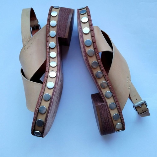 Allsaints Ruse leather cross sandals, light brown, size 39