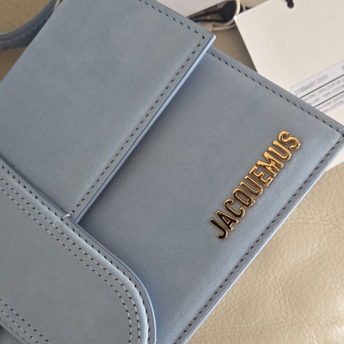 Jacquemus Le Bambino Long shoulder bag new, turquoise with gold details