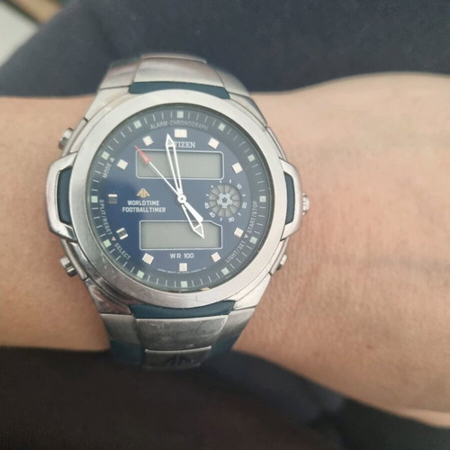 Citizen Promaster Ana-Digi wristwatch used, blue and silver