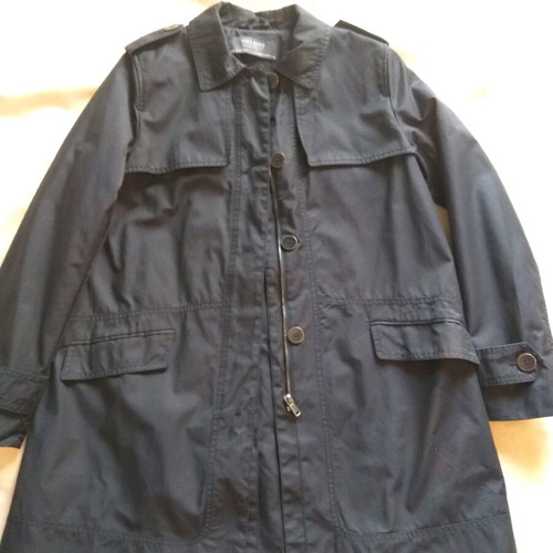 Women's trench coat dark blue A-line with hood like new