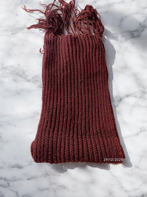 Knitted scarf used, very long, brown color, vintage