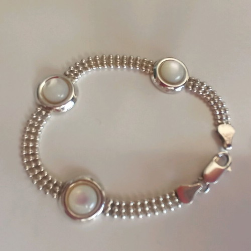 Silver 925 bracelet like new with white inlay details