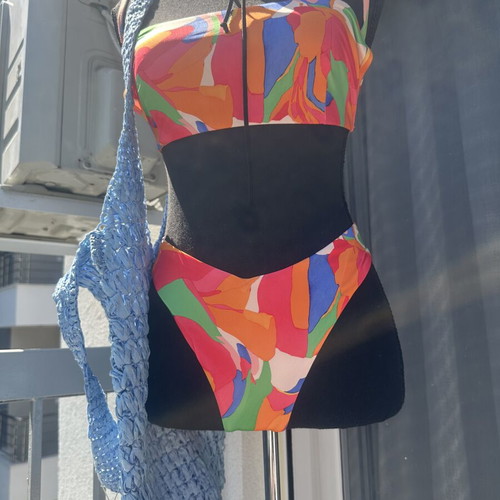 Asos multicolor bikini top and bottom size XL new