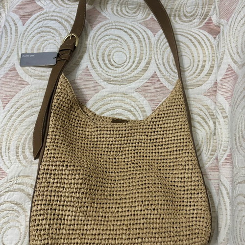 Parfois shoulder bag with straw effect, medium size