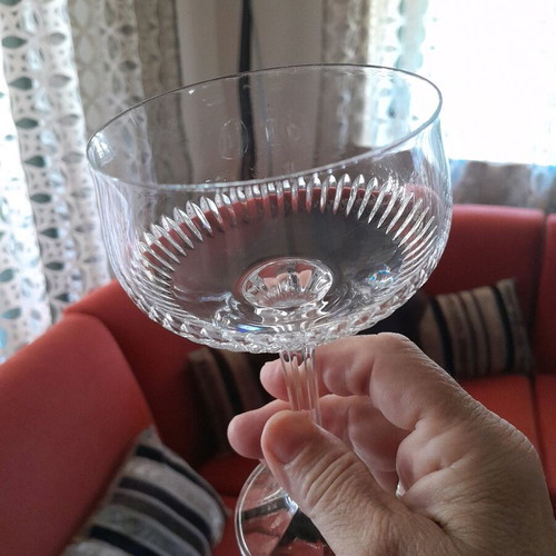Crystal champagne glasses like new, stemmed