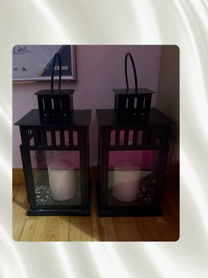 Σετ φαναριών IKEA BORBY σαν καινούργιο, ατσάλι και γυαλί