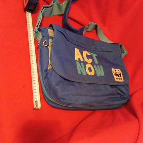 WWF "ACT NOW" blue school shoulder bag