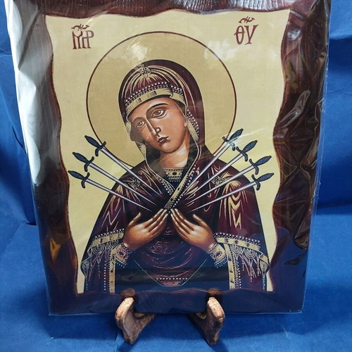 Panagia the Eptaspathi wooden icon new 30x26 cm