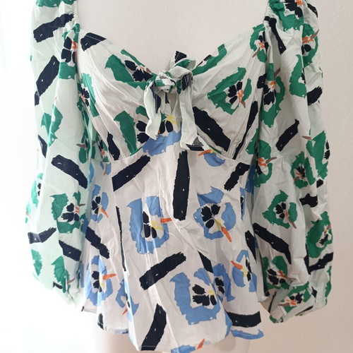 Zibi London women's top medium, new, colorful puff sleeves