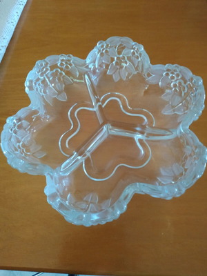 Crystal three-section container like new for nuts