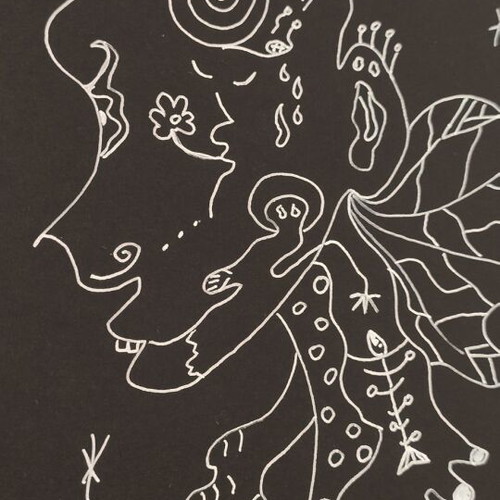 Handmade artwork The Fairy of the Strange Night in white ink