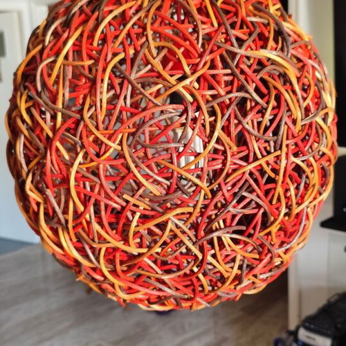 Bamboo ball lamp E27 like new with rattan weave, 45cm diameter