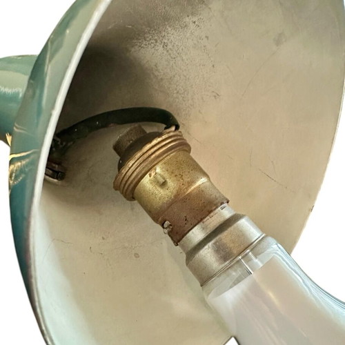 Vintage desk lamp 1960s used, turquoise with adjustable neck