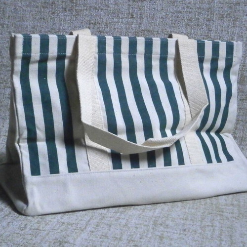Cabotine de Gres women's hand bag new, fabric white and blue