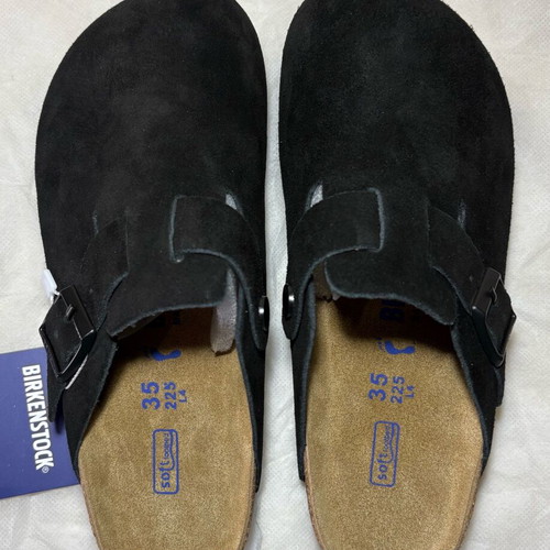 Birkenstock Boston BS Black Suede Clogs Size 35 New