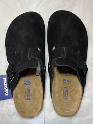 Birkenstock Boston BS Black Suede Clogs Size 35 New