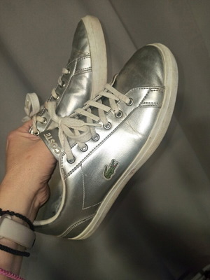 Lacoste sneakers flat ασημί μεταχειρισμένα, μέγεθος 39