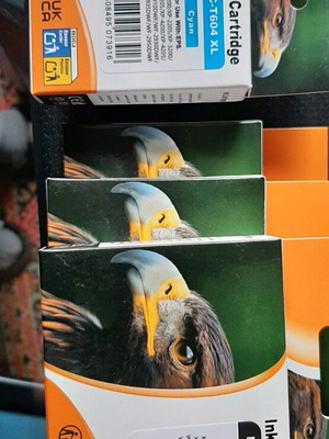 Epson ink cartridges new, pack with 2 black, 1 red, 1 blue, 1 yellow