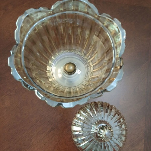 Iridescent crystal fondue pot in excellent condition