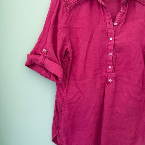Massimo Dutti fuchsia shirt with pintuck details