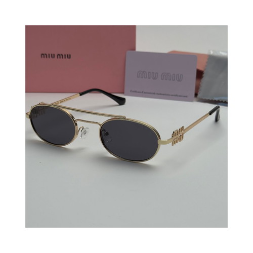 MiU MiU Women's Oval Sunglasses Black Brown Gold New UV400 Protection