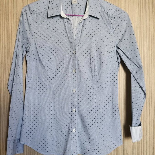 H&M women's shirt white-blue with dots like new, size 38