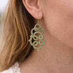 Handmade earrings with needle tatting technique made to order, beige