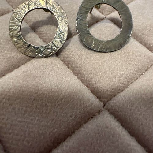 Handmade silver earrings like new, diameter 2.4 cm