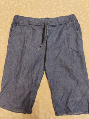 Elastic denim-look bermuda shorts, XL, blue