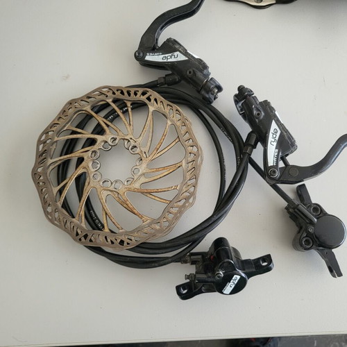 Hydraulic bicycle disc brake sets used, pack of 11 with rotors