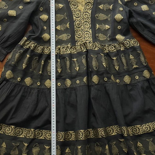 Nema Resort dress like new, gray with gold embroidery, size S/M
