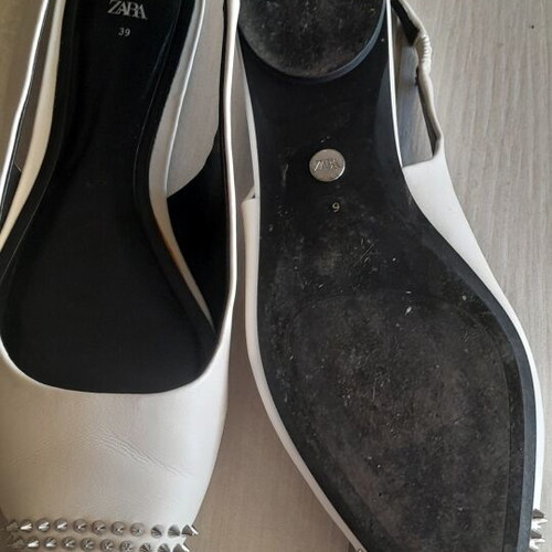 Zara leather ballerinas white cream, like new, size 39