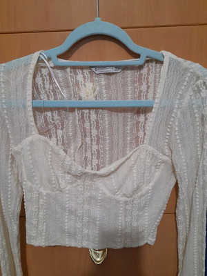 Stradivarius lace blouse beige color size M new