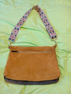 Δερμάτινη τσάντα Zara χιαστί μεταχειρισμένη, διπλής όψης γκρι και μουσταρδί