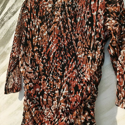 Blouse 3/4 sleeve printed brown black medium like new