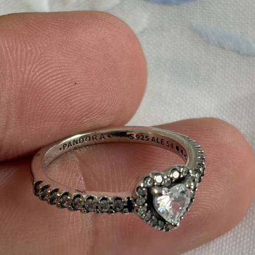 Pandora ring with raised heart, size 54, silver