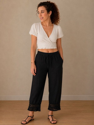Black linen pants (M/L)