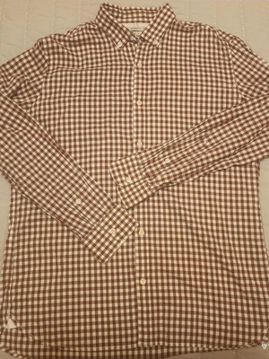 Mango shirt Large slim fit used, white and red