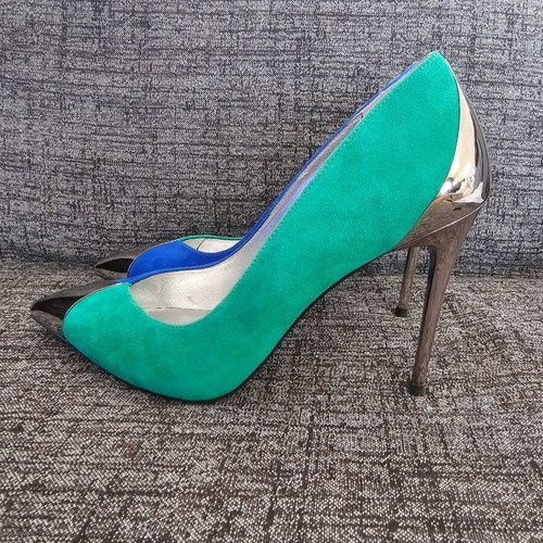 Jeffrey Campbell Lure heels like new, blue and green suede, size 38