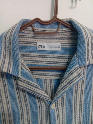 Zara πουκάμισο μέγεθος L, άσπρο και μπλε