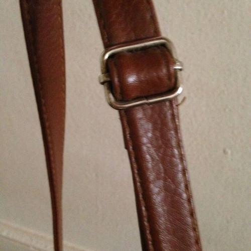 Women's crossbody bag blue with brown details used