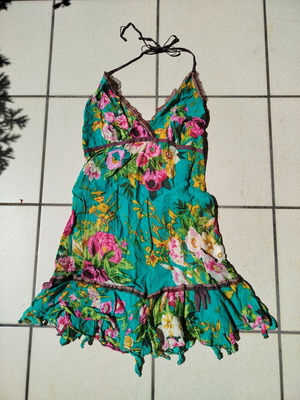 Vintage Y2K Floral Halter Mini Dress like new, fairycore boho coquette