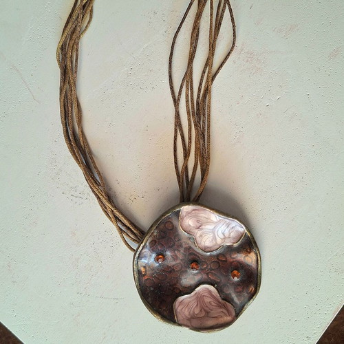 Brown and pink multi-strand necklace