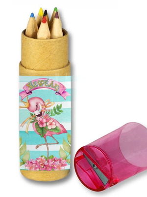 Flamingo colored pencils new, 10 pieces with name in kraft box